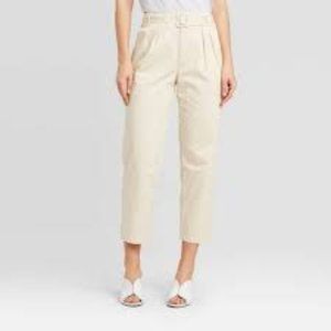 Who What Wear™ Cream Mid-Rise Pleat Front Trousers